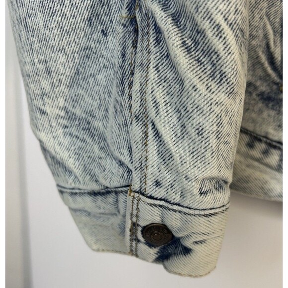 Vintage 80s Levi’s SHERPA Lined Acid Wash Denim Trucker Jacket Made In USA Large - Picture 4 of 12